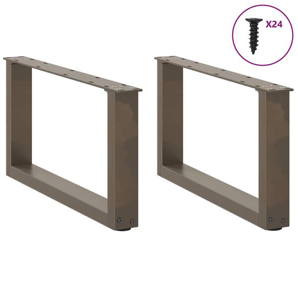 vidaXL Patas para mesa de centro en forma de U (2 unidades, acero natural, 60 x 30-31 cm)