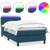 vidaXL Cama box spring con colch&oacute;n y LED terciopelo azul oscuro 100x220 cm