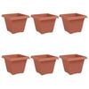 vidaXL Maceta cuadrada para flores 6 uds. Rojo Ladrillo Pl&aacute;stico