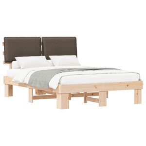 vidaXL Estructura de Cama con Cabecera Tapizada Taup&eacute; 160 x 200 cm