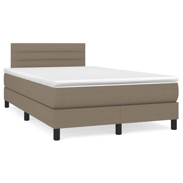 vidaXL Cama box spring con colch&oacute;n tela gris taupe 120x200 cm