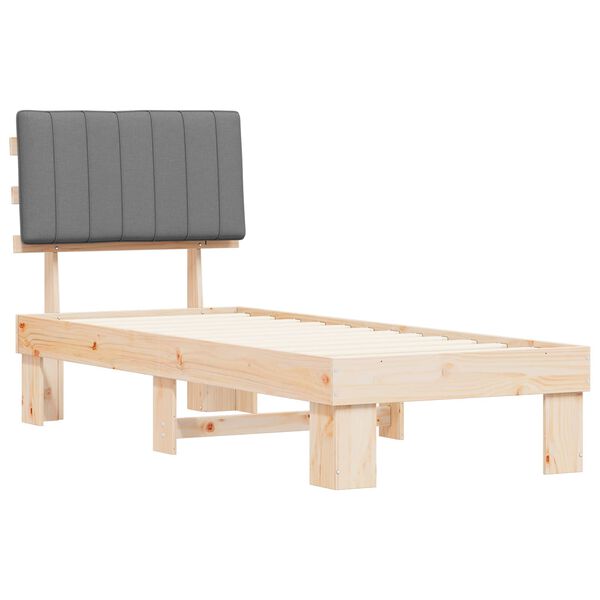 vidaXL Estructura de Cama con Cabecera Tapizada Gris Claro 80 x 200 cm