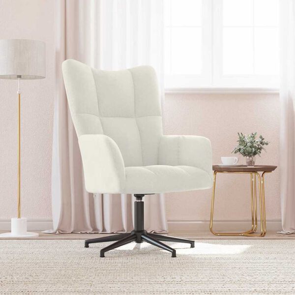 vidaXL Sill&oacute;n de relax de terciopelo blanco crema