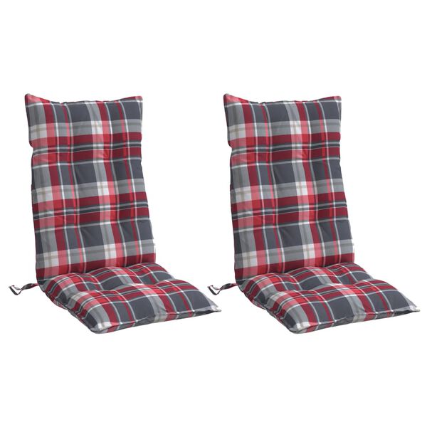 vidaXL Cojines para silla respaldo alto 2 uds tela Oxford cuadros rojo