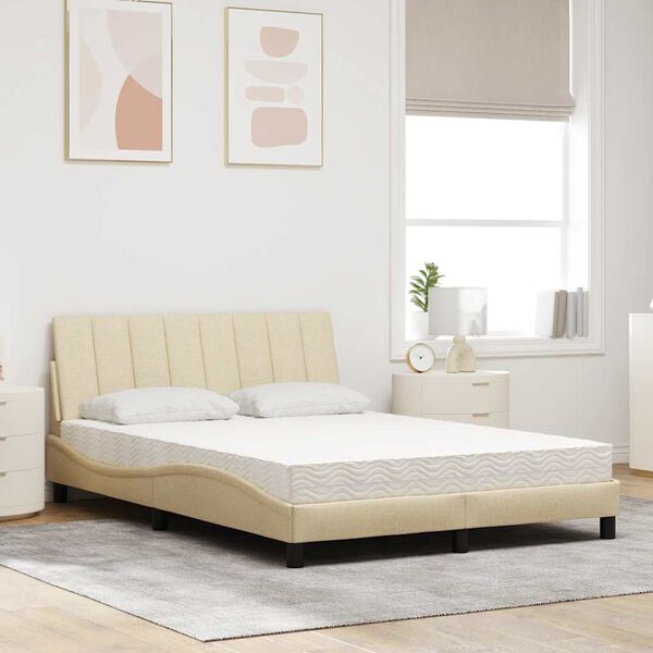 vidaXL Cama con colch&oacute;n Hanko tela color crema 120x200 cm