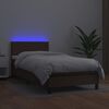 vidaXL Cama box spring y colch&oacute;n LED cuero sint&eacute;tico marr&oacute;n 90x200 cm