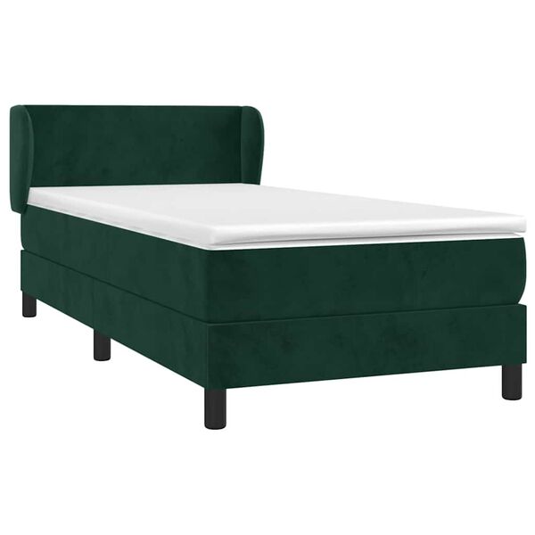 vidaXL Cama box spring con colch&oacute;n terciopelo verde oscuro 90x200 cm