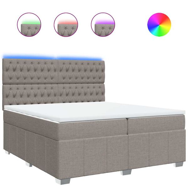 vidaXL Cama box spring con colch&oacute;n tela gris taupe 200x200 cm