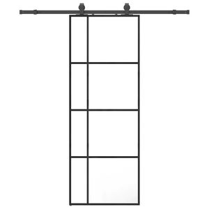 vidaXL Puerta corredera con juego herrajes negro 76x205 cm ESG vidrio