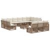 vidaXL Conjunto de sof&aacute;s de jard&iacute;n 14 pcs Beige rat&aacute;n sint&eacute;tico