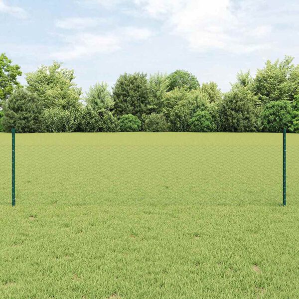 vidaXL Valla con Poste Verde 0,5 x 50 m Acero y PVC