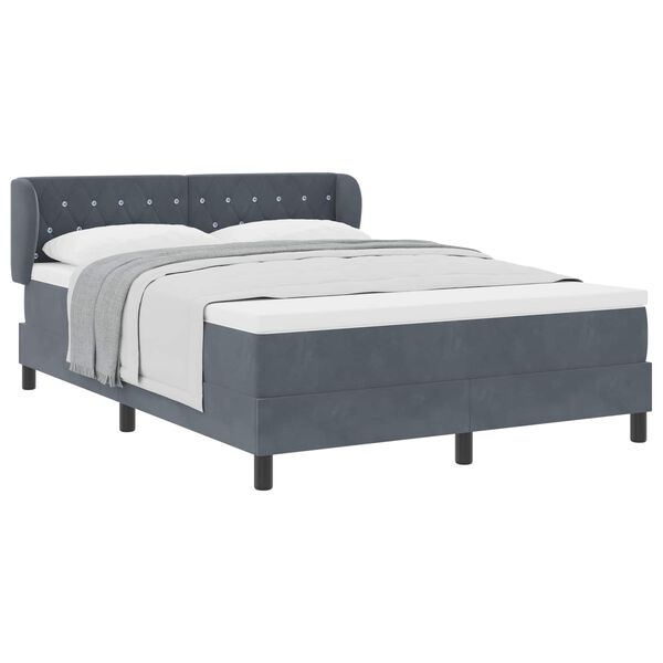 vidaXL Cama tipo Box Spring Gris oscuro 160 x 200 cm Terciopelo