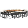 vidaXL Set comedor de jard&iacute;n con cojines 13 pzas rat&aacute;n sint&eacute;tico negro
