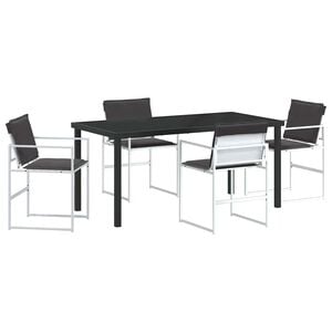 vidaXL Conjunto de Comedor de Jard&iacute;n 5 pcs Blanco Textileno y acero