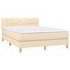 vidaXL Cama box spring con colch&oacute;n y LED tela crema 140x200 cm