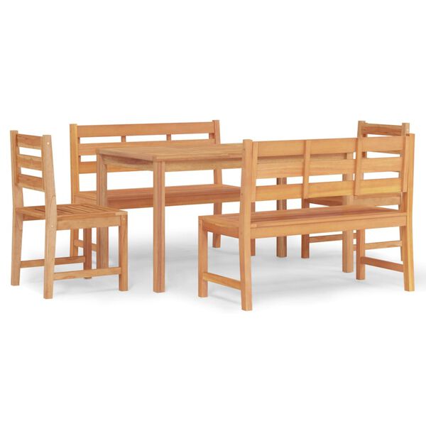 vidaXL Juego de comedor para jardín 5 piezas madera maciza de teca