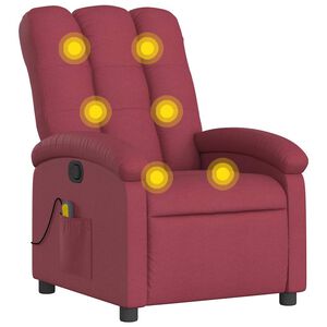 vidaXL Sill&oacute;n de masaje reclinable de tela color vino tinto