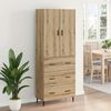 vidaXL Aparador alto con caj&oacute;n 2 pcs Roble artesanal