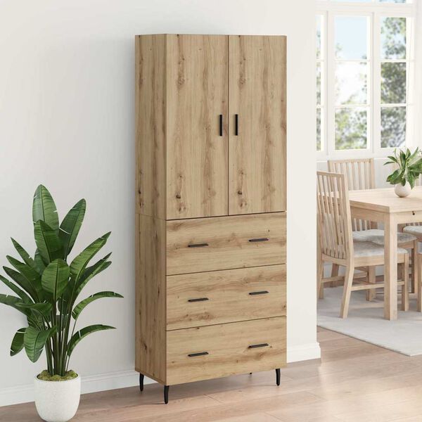 vidaXL Aparador alto con caj&oacute;n 2 pcs Roble artesanal