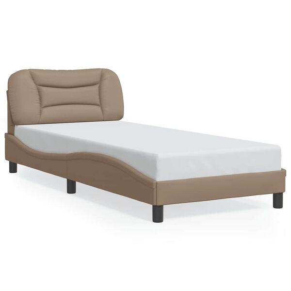 vidaXL Estructura de cama sin colch&oacute;n Hvar cuero sint&eacute;tico capuchino 90x190 cm