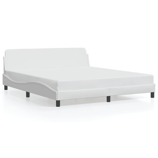 vidaXL Estructura de cama Dover cuero sint&eacute;tico blanco 180x200cm
