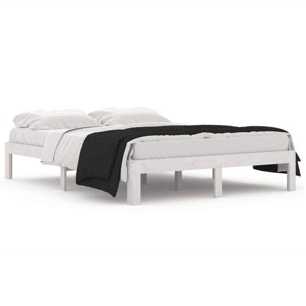 vidaXL Estructura cama doble sin colchón madera pino blanco 140x190 cm