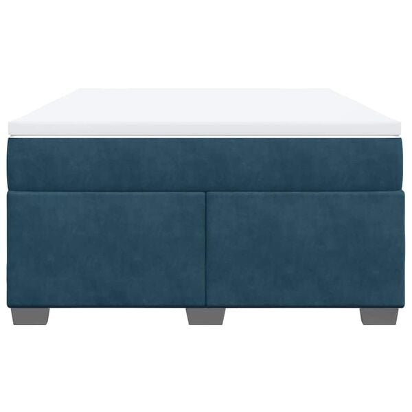 vidaXL Cama box spring con colch&oacute;n terciopelo azul oscuro 140x200 cm