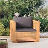 vidaXL Sill&oacute;n de jard&iacute;n con cojines gris oscuro madera maciza teca
