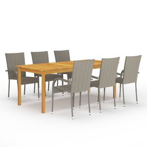 vidaXL Juego de comedor para jard&iacute;n de 7 piezas gris