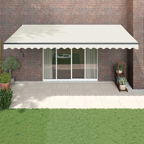vidaXL Toldo retr&aacute;ctil aluminio y tela color crema 5x3 m