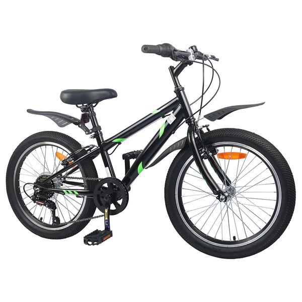 vidaXL Bicicleta Infantil 24 Pulgadas 6-Speed para 8-12 a&ntilde;os Negro