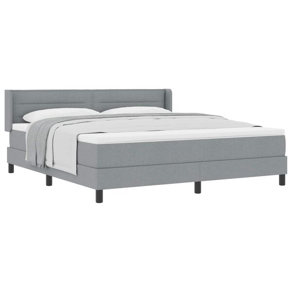 vidaXL Cama tipo Box Spring Gris Claro 200 x 180 cm Poli&eacute;ster