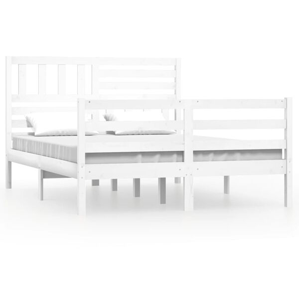 vidaXL Estructura cama doble peque&ntilde;a madera maciza blanco 120x190 cm