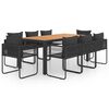 vidaXL Set de comedor de jard&iacute;n 9 piezas PVC rat&aacute;n negro y marr&oacute;n