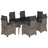 vidaXL Set comedor jard&iacute;n 7 pzas y cojines rat&aacute;n sint&eacute;tico gris