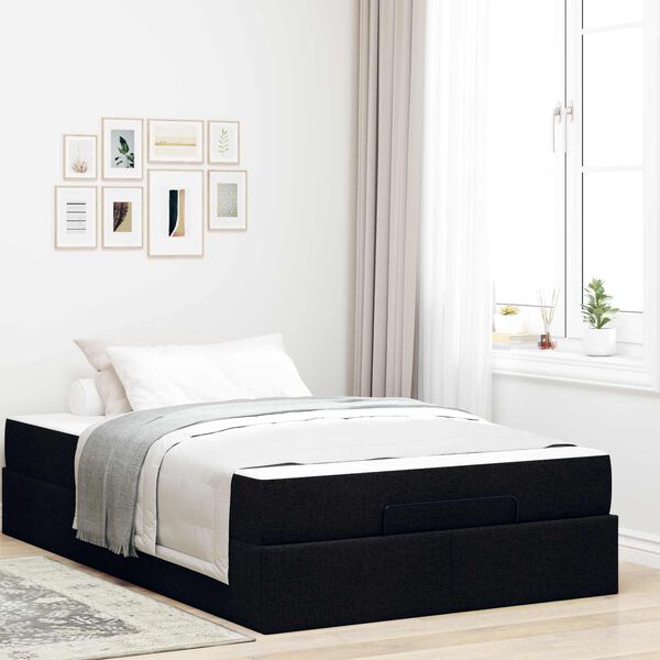 vidaXL Estructura de cama con colch&oacute;n con colch&oacute;n 2 pcs Negro tela