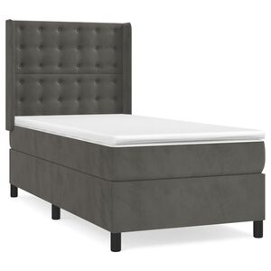 vidaXL Cama box spring con colch&oacute;n terciopelo gris oscuro 80x200 cm