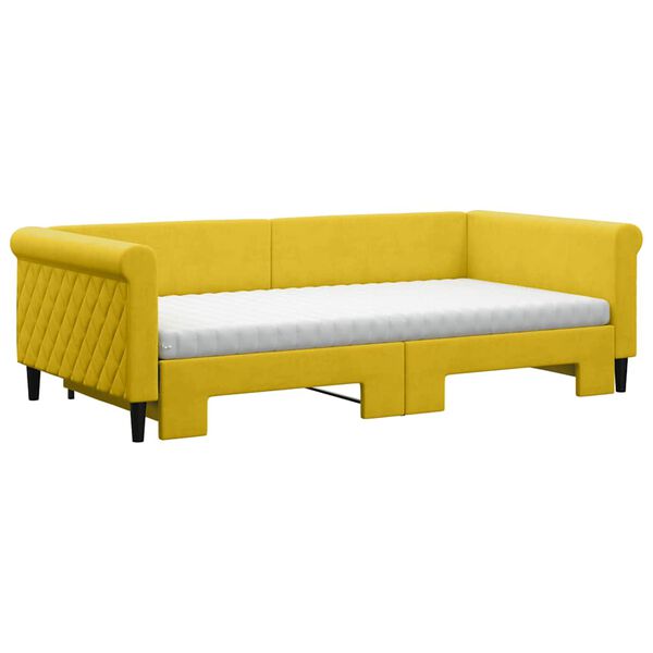vidaXL Sof&aacute; cama nido con colch&oacute;n terciopelo amarillo 100x200 cm