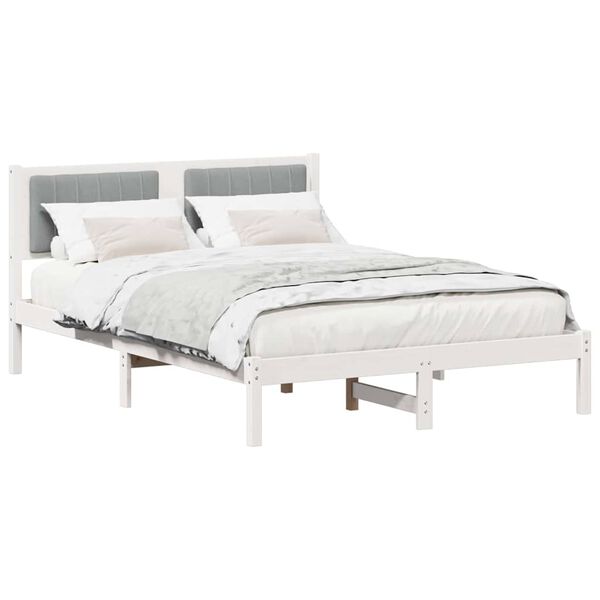 vidaXL Estructura de Cama con Cabecera Tapizada Gris Claro