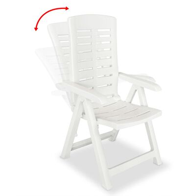 vidaXL Sillas de jardín reclinables 6 unidades plástico blanco