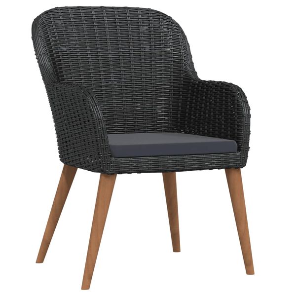 vidaXL Juego de comedor de jardín 7 piezas con cojines negro