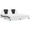 vidaXL Cama Viana con colch&oacute;n cuero sint&eacute;tico blanco y negro 200x200 cm