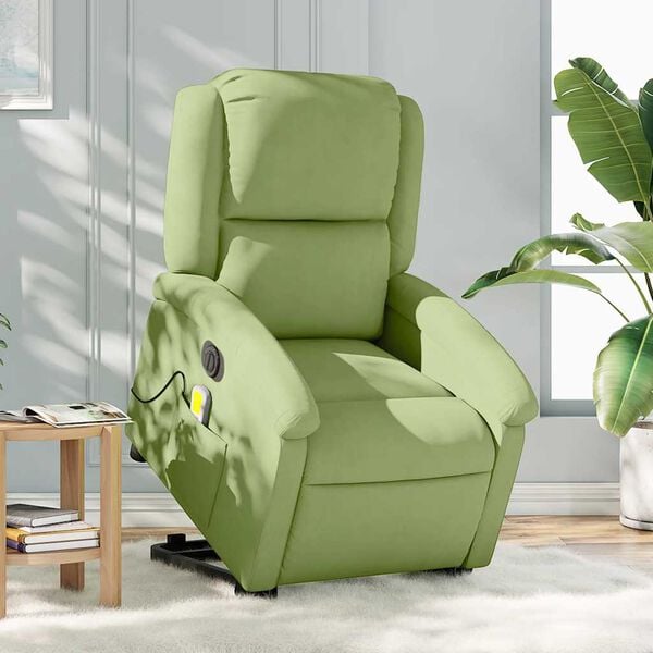vidaXL Sill&oacute;n de masaje reclinable elevable terciopelo verde claro