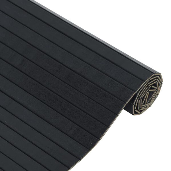 vidaXL Alfombra rectangular bamb&uacute; negro 100x200 cm