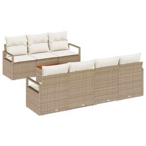 vidaXL Conjunto de sof&aacute;s de jard&iacute;n 8 pcs Beige rat&aacute;n sint&eacute;tico