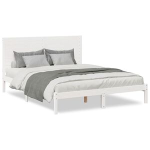 vidaXL Cama extralarga sin colchón madera maciza blanca 160x210 cm