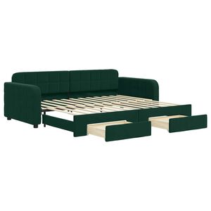 vidaXL Sof&aacute; cama nido con cajones terciopelo verde oscuro 90x200 cm