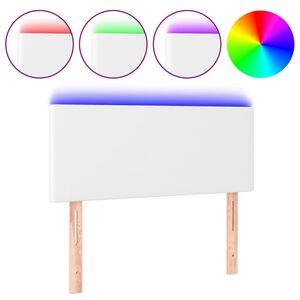 vidaXL Cabecero con LED cuero sint&eacute;tico blanco 100x5x78/88 cm