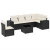 vidaXL Set de comedor de jard&iacute;n 7 pzas y cojines rat&aacute;n sint&eacute;tico negro