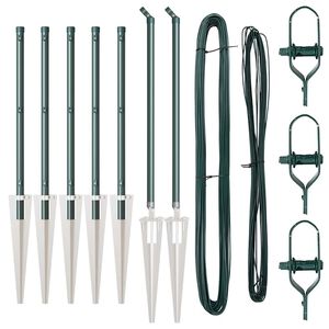 vidaXL Poste de Valla 7 pcs Verde Acero